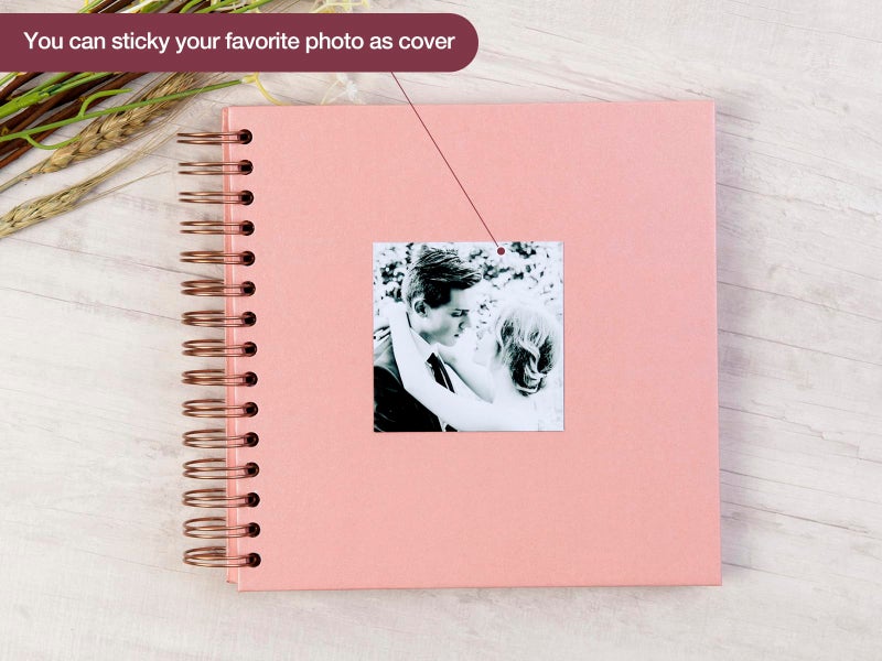 potricher 8 x 8 Inch DIY Scrapbook Photo Album 80 Pages Thick Kraft Blank Pink Paper Memory Book for Wedding and Anniversary Family (Pink, 8 Inch) - Image 2
